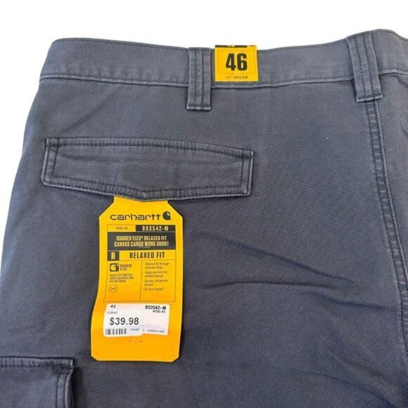 Carhartt Rugged Flex Gray Canvas Cargo Short Men SZ 46 Relaxed Fit With Tags - Picture 10 of 13